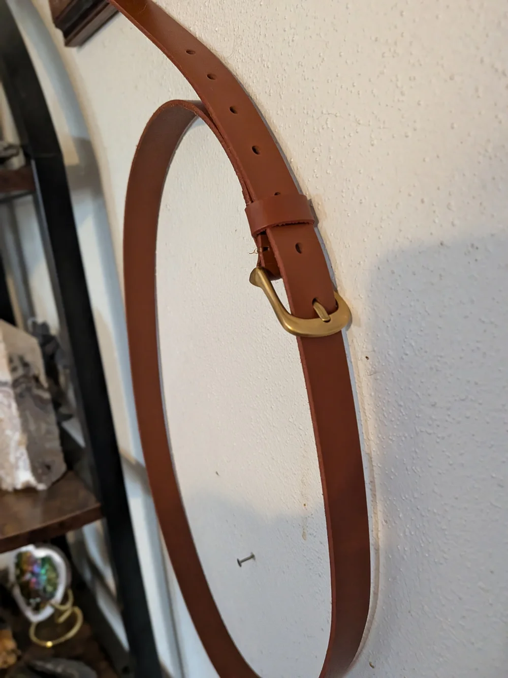 Frye Women's Brown Leather Belt with Brass Buckle - 1X/2X NWOT